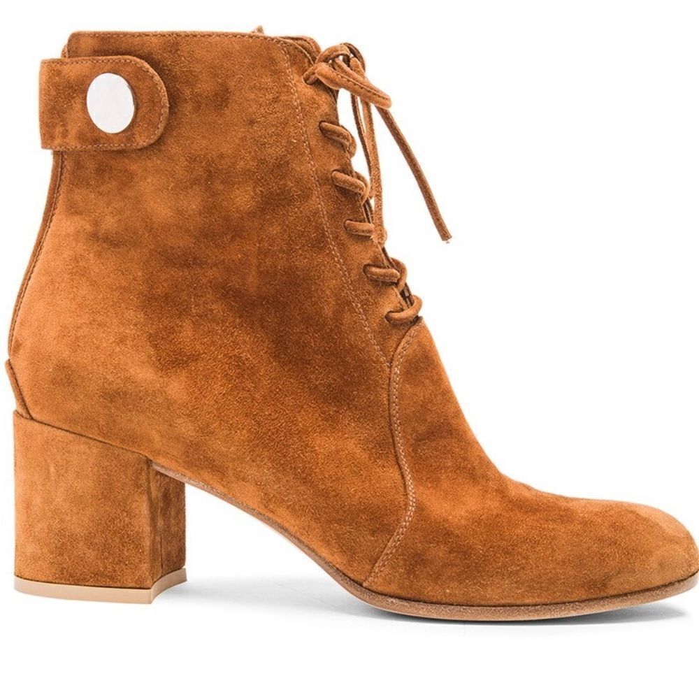GIANVITO ROSSI Suede Finlay Boots Victorian shoes lace up heels buckle booties